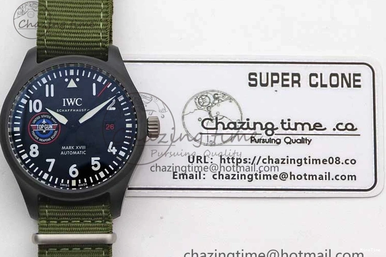 MIROTIME 0119 Packable Mark XVIII ‘TOPGUN SFTI’ Ceramic M+F Best Edition Black Dial on Green Nylon Strap 7048